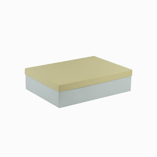 Cutie cadou Dreptunghi Pliabil (capac + bază), 34 × 47 × 12 cm - capac Crem / bază Alb