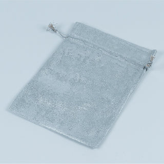 Saculet cadou Textil Sclipici, 13x14+3 cm - Gri