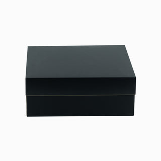 Cutie cadou Cub Pliabil (capac + bază), 21 × 21 × 8 cm - capac Transparent cu dungă / bază Negru