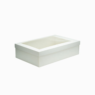 Cutie cadou Dreptunghi Pliabil (capac + bază), 25 × 40 × 10 cm - capac Transparent / bază Alb