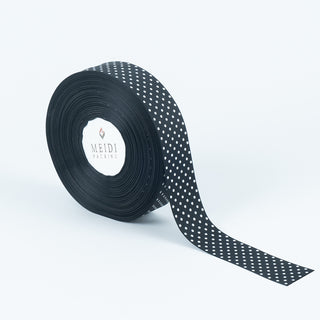 Panglica imprimeu Textil Picatele - Negru / Alb