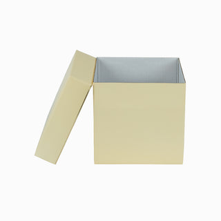 Cutie cadou Cub Pliabil (capac + bază), 15.5 × 15.5 × 14.5 cm - capac Transparent cu dungă / bază Crem