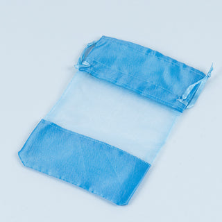 Saculet cadou Margine Satin, 9.5x9.5+4.5 cm - Bleu