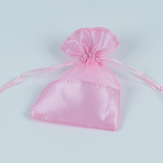 Saculet cadou Margine Satin, 9.5x9.5+4.5 cm - Roz