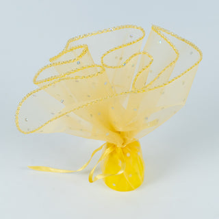 Saculet cadou Cercei Organza - Galben