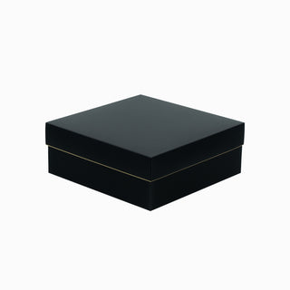 Cutie cadou Cub Pliabil (capac + bază), 21 × 21 × 8 cm - capac Transparent cu dungă / bază Negru