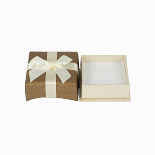 Cutie bijuterii Set Gama Kd, 6x6x3.5 cm - Caramiziu / Crem / Alb