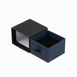 Cutie bijuterii Inel Sertar, 5x5x3.8 cm - Negru / Bleumarin