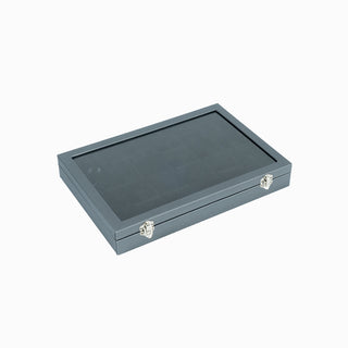 Suport bijuterii Cercei Geam, 35x24x5 cm - Gri / Negru