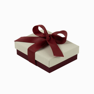 Cutie bijuterii Ribon Down R.D, 7x9x3 cm - Crem Deschis / Bordo