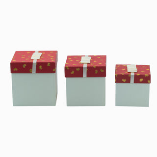 Cutie rigida cadou Rigid Set 3, 17x17x17.5 cm - Rosu / Crem