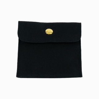 Saculet bijuterii Microfibra, 8x8+4 cm - Negru