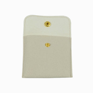 Saculet bijuterii Microfibra, 8x8+4 cm - Crem