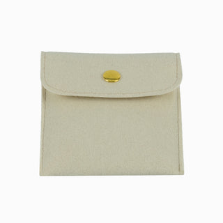 Saculet bijuterii Microfibra, 8x8+4 cm - Crem