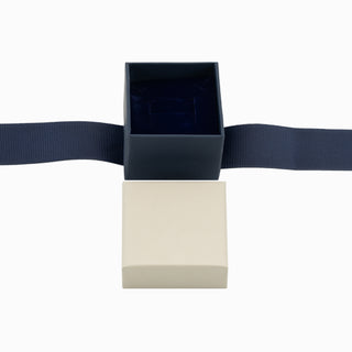 Cutie bijuterii Ribon Down R.D, 5x5x4 cm - Crem / Bleumarin