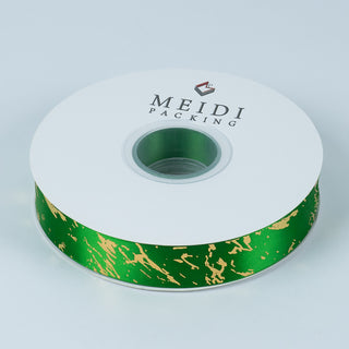 Panglica imprimeu Textil Flamingo - Verde / Auriu