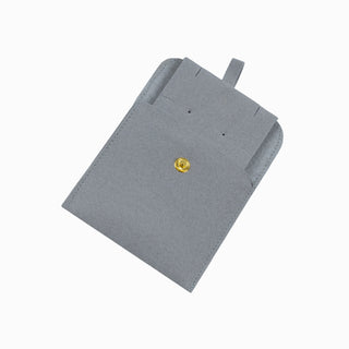Saculet bijuterii Microfibra, 8x8+4 cm - Gri