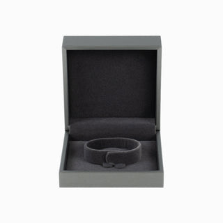 Cutie bijuterii Bratara Gama Piele, 9x9x4 cm - Gri / Gri Inchis