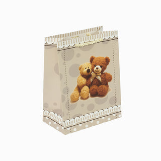 Punga cadou Cadou Gama Urs, 18x23x10 cm - Crem / Alb