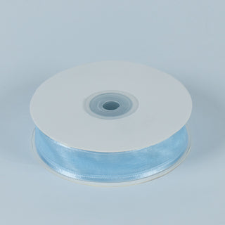 Panglica Organza Margine Satin, 2.5 cm latime, 25 y lungime - Bleu