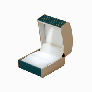 Cutie bijuterii Inel Led, 6x6.5x5 cm - Verde / Alb