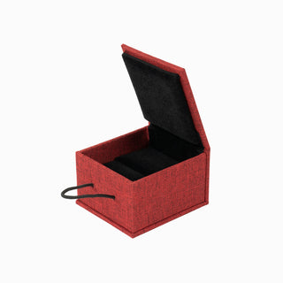 Cutie bijuterii Inel Textil, 6x7x4.5 cm - Bordo / Negru