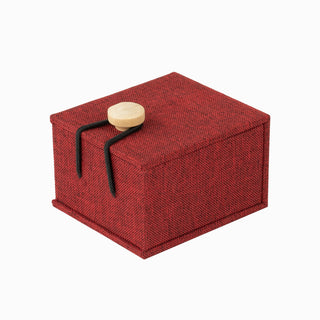 Cutie bijuterii Inel Textil, 6x7x4.5 cm - Bordo / Negru