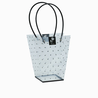 Punga cadou Cadou Flori, 11x20x10 cm - Transparent / Negru
