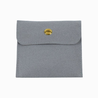Saculet bijuterii Microfibra, 8x8+4 cm - Gri