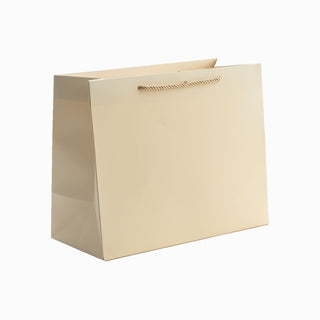 Punga Cadou Premium IUNI, Material Carton, Dimensiuni 17x17x11, Culoare Crem Cu Maner Crem