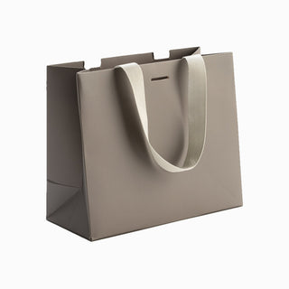 Punga Cadou Premium IUNI, Material Carton, Dimensiuni 25x20x11, Culoare Gri Inchis Cu Maner Gr Deschis