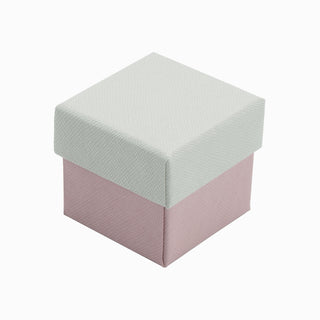 Картонена кутия за бижута за пръстен или обеци, 5x5x4.5 см, кремаво с розово