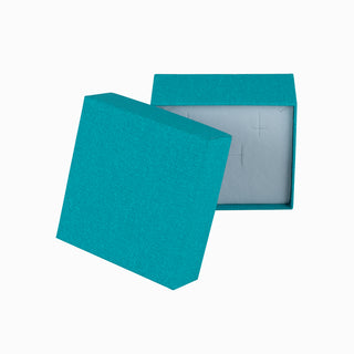 Cutie bijuterii din carton pentru cercei sau pandantiv, 8.5x9x3.8 cm, turcoaz